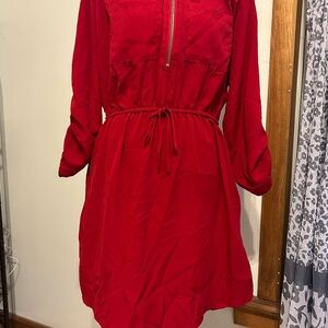 Rue21 Vibrant Red Long Sleeve Dress